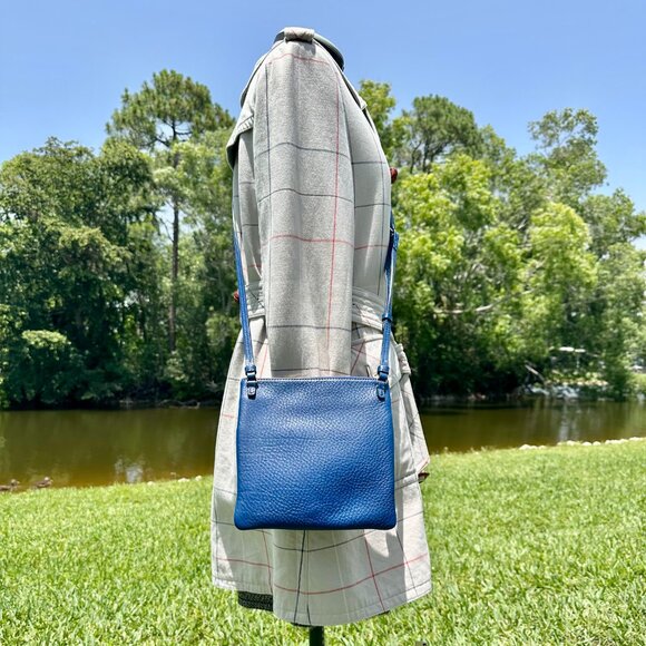 Dooney & Bourke DB Triple Zip North South Blue Pebbled Leather Utility Crossbody - Picture 5 of 14